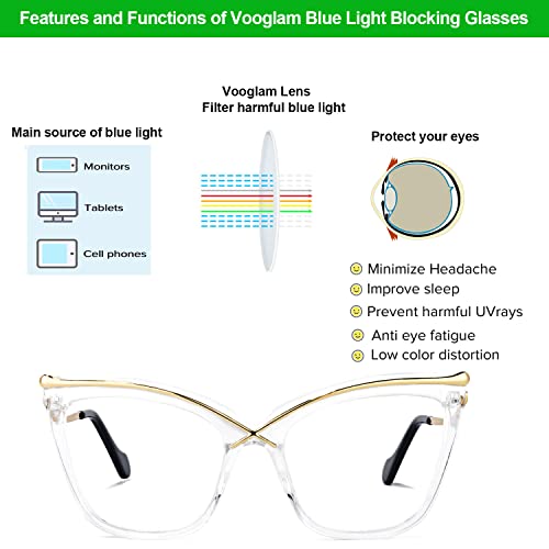 Image of VOOGLAM Stylish Cat Eye Blue light Blocking Glasses for Women Anti UV Eyestrain Eyewear Janina GOX006465