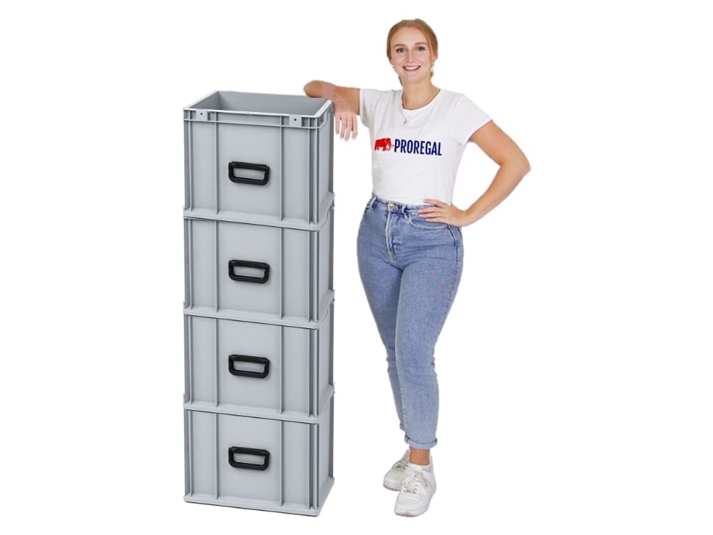 SuperSparSet 4x Eurobox NextGen Portable Uno | HxBxT 32x30x40cm | 30 Liter | Eurobehälter, Transportbox, Transportbehälter, Stapelbehälter