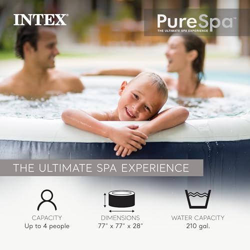 Image of INTEX PureSpa 4 Person Inflatable Hot Tub with Energy-Efficient Spa Cover