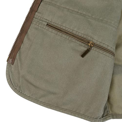 Bonarty Colete jeans de lazer com zíper para pesca, caça, fotógrafo, Caqui, 5XG