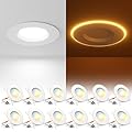 Amico 12 Pack 5/6 Inch LED Can Lights with Night Light, 5CCT Retrofit Recessed Lighting Selectable 2700/3000/4000/5000/6000K, Dimmable, 12W=110W, 1100LM Downlight - ETL & FCC