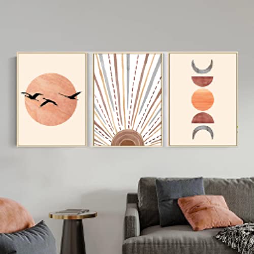 Toile soleil et lune pour raviver un mur blanc de salon moderne