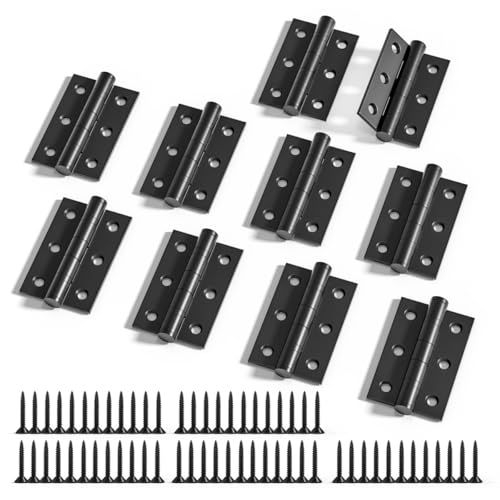 Image of Bwintech 5 Pairs 75 x 50 x 2.0mm(3 inch) Matt Black Steel Fireproof Inner Door Hinge, Square Corners, Ball Bearing Hinge for Residential and Commercial Buildings