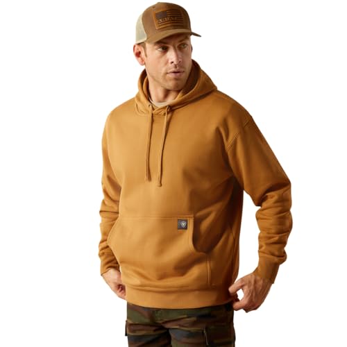ARIAT Men's Rebar Workman Full Zip Hoodie – Reflective Flag Graphic, Water-Repellent Fleece, Adjustable Hood, Ribbed Cuffs - View #8