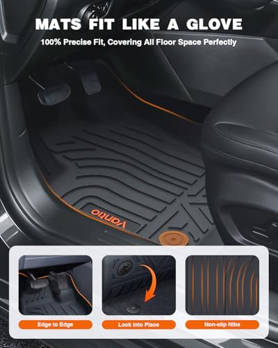 Image of Floor Mats for 2017-2026 Jeep Compass | Custom Fit TPE All Weather Floor Liners with Cargo Mat, Front & 2nd Row Full Set, Waterproof Heavy Duty Anti-Slip Car Mats