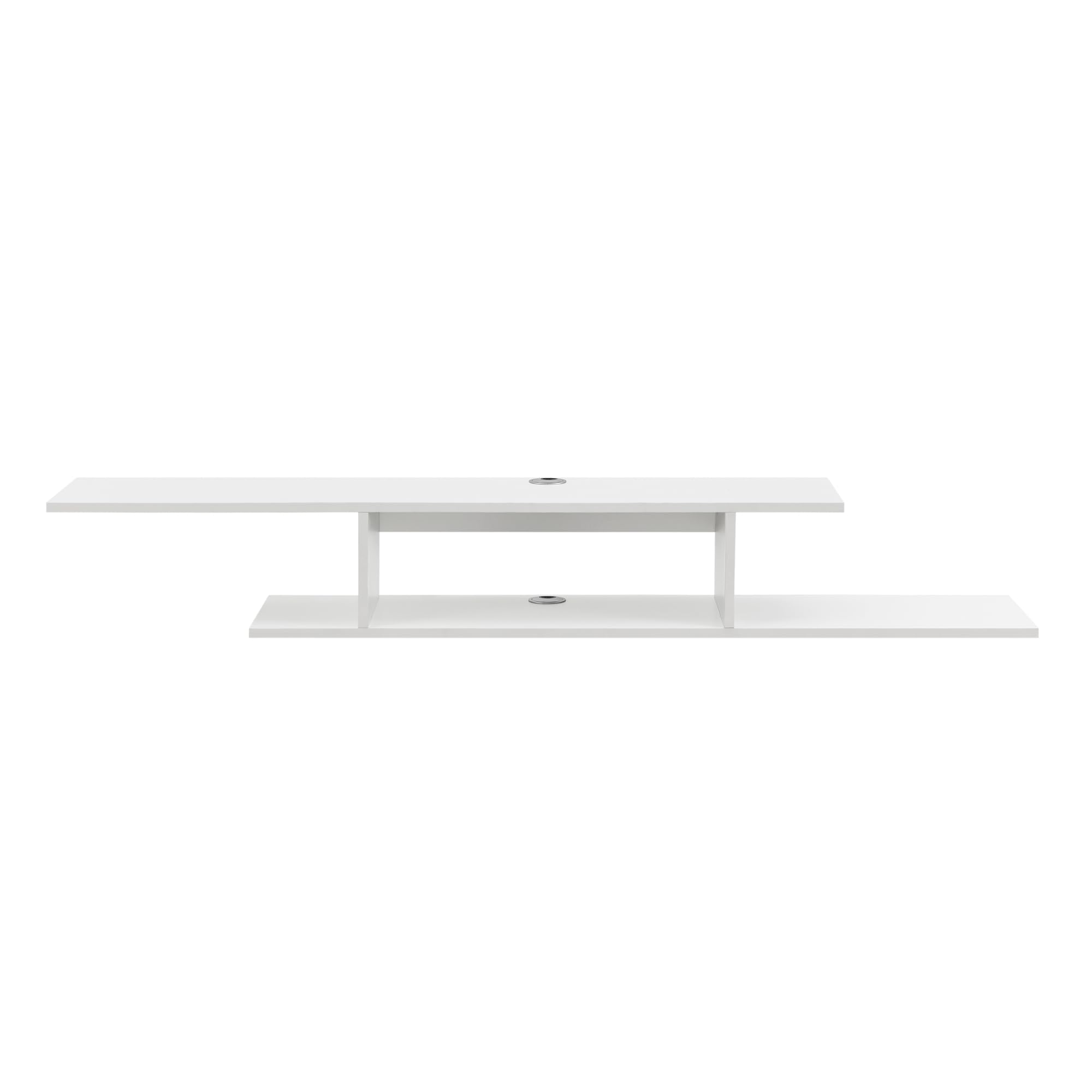 [en.casa] Mensola TV Sospesa a Muro Consolle Porta TV e Centri Multimediali Scaffale da Parete con Scomparto e Fori Passacavi 21 x 150 x 25 cm Bianco