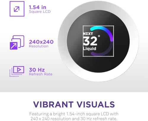NZXT Kraken Plus 240 RGB - 240mm AIO CPU Cooler, LCD - White | 240mm RGB AIO with customizable LCD, F240 RGB Core fan, and Turbine pump. Better thermals, synced RGB via CAM.