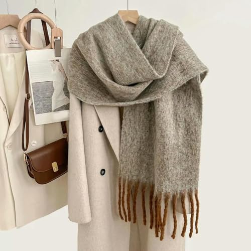 NYSDM Bufanda Larga de Lana de Pashmina Suave Mujer, otoño e Invierno, Color macarrón, Lisa, a la Moda, cálida, para Exteriores, Grande