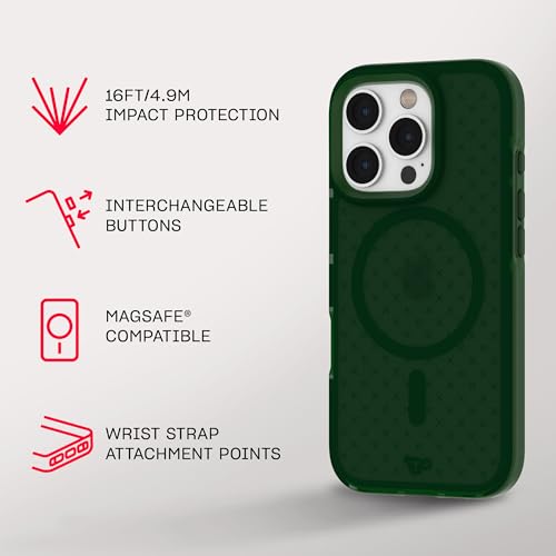 Image of Tech21 EvoCheck for iPhone 16 Pro - Compatible with MagSafe - Impact Protection Case - in Forest Green