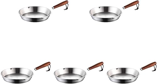 Cabilock Sartén pequeña para huevos, 5 unidades, mini sartén de acero inoxidable, sartén antiadherente para freír huevos, sartén de calentamiento de