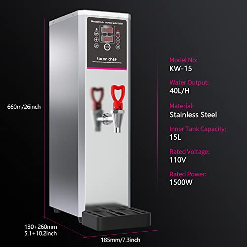 Lecon Chef Water Boiler Eletric Commercial Hot Water Dispenser Silver 15L With Filter Automatic 1500W Heating For Tea Coffee Shop, Restaurant, Home, Office #TOP1