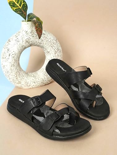 Image of HEALTH FIT EXTRA SOFT Women's Comfortable Memory Foam Doctor Slippers /Flip-Flops|Fashionable Casual & Stylish|Lightweight & Breathable|Outdoor Synthetic Casual Chappals Sandals Ladies & Girls HF30