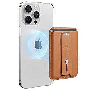 ESR MagSafe Wallet, iPhone Wallet with Secure-Grip Finger Loop, Magnetic Wallet for iPhone 14/13/12 Series, Not for 13/12 Mini, 3-Card Holder, Vegan Leather, MagSafe Accessories, HaloLock, Brown