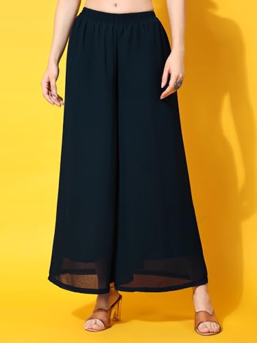 Image of PH POSHAKHUB Women A-Line Nyra Cut Kurta with Sharara in Georgette with Aari Work
