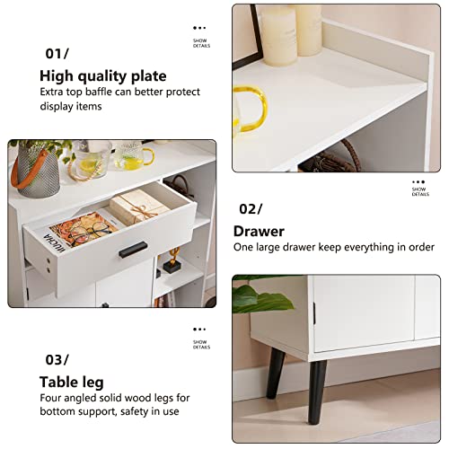 image for USIKEY Mid Century Storage Cabinet with 1 Drawer & 3 Shelves, Wood Sto