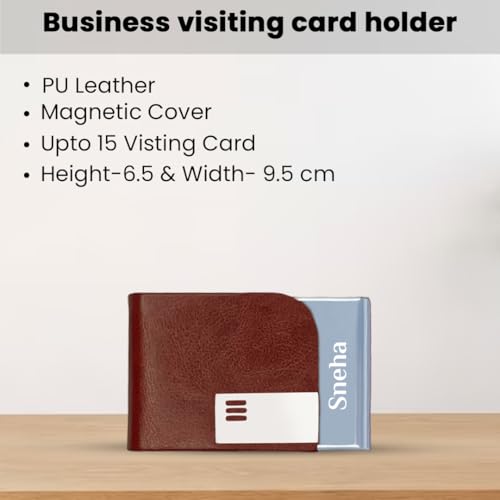Image of Giftana Personalized Keychain with Pen and Card Holder with Name, 3 in 1 Customized Corporate Gift Set for Men and Women, Personalised Gifts for Employee (Brown)