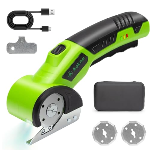 Image of Cordless Electric Scissors 4.2V Rechargeable Cardboard Cutter with 2000mAh Battery, LED Light, Safety Lock, A Replacement Blade, Box Cutter for Cardboard, Cloth,Plastic and Thin Carpet