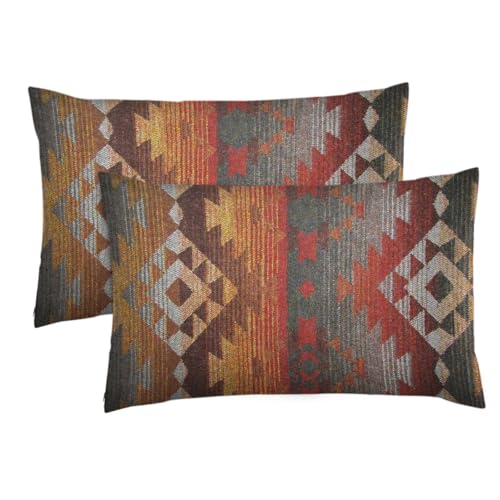 Emvency Throw Pillow Covers Set of 2, 12 x 20 Inch, Aztec Navajo Tribal