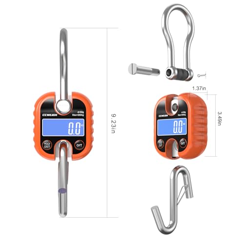 Image of Hanging Scale Handheld 440lb /200kg Crane Scale Luggage Scale,with ABS Plastic case & Big LCD Display, Portable Digital Mini Crane Scale Fishing Scale,for Gym,Hunting,Travelling