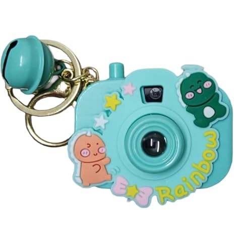 Image of Mini Projector Camera Toy with Bell, Plastic Multicolor Design, Light Projection Feature, Cartoon Keychain for Kids