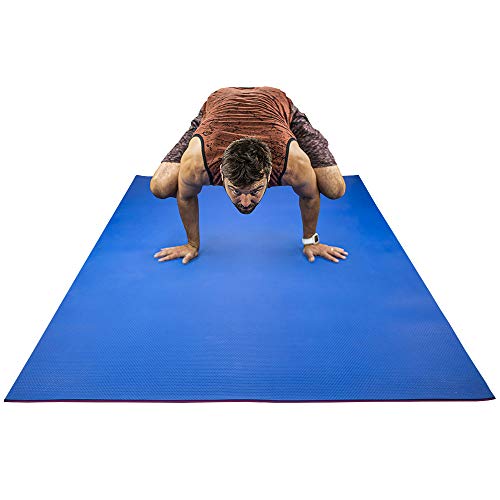 RevTime Large Exercise Mat 7' x 4' (84" x 48" x 1/4") 6 mm Thick, Extremely Durable, High-Density, Non-Slip Gym Mat for Crossfit, Zumba, HIIT, and Yoga Workouts, Pink/Blue - Thumbnail 4