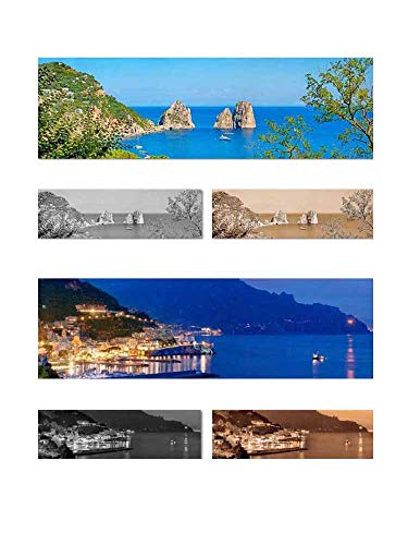 Impression sur toile d'Italie Capri Amalfi et authentique cadre en bois de 3,5 cm de haut