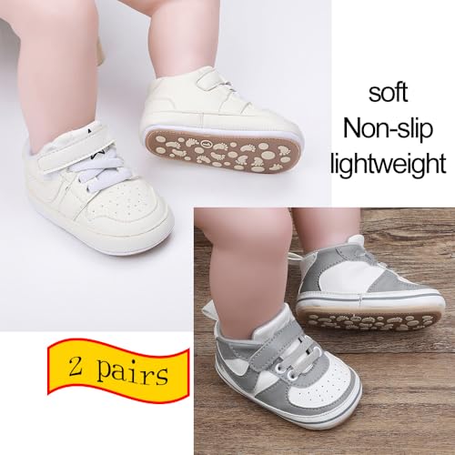 Image of Clowora Unsex Baby Shoes Boys Girls Infant Sneakers Non-Slip Soft Rubber Sole Toddler Crib First Walker Lightweight Shoes