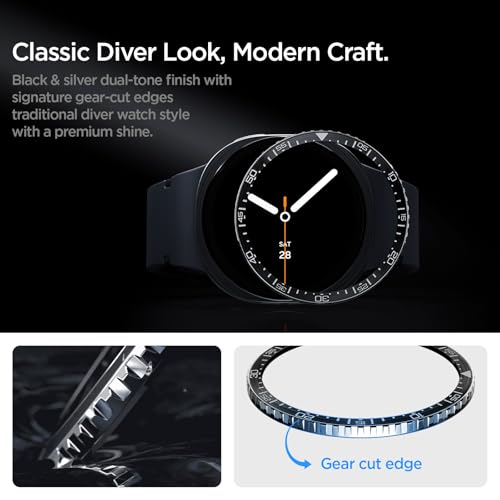 Image of Spigen Bezel Tune (Diver) for Samsung Galaxy Watch 8 (44mm) Bezel Ring Protector Adhesive Cover (2025) - Black