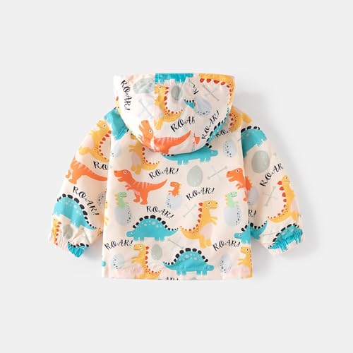 Irsutey Baby Boy Cartoon Dino Jacket Spring Lightweight Windbreaker Jacket Kids Windbreaker Full Zip Up Light Outwear2