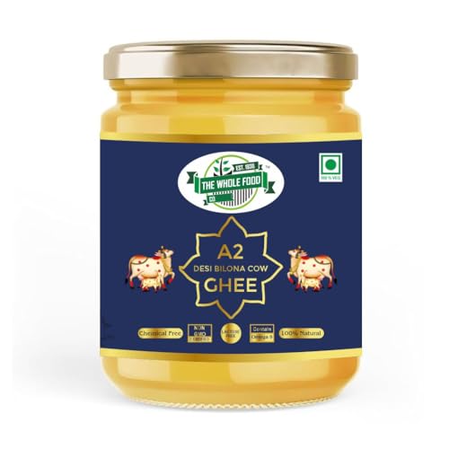 Image of The Whole Food Co. A2 Gir Cow Desi Ghee 100ML |Glyphosate free|Free-grazed, Desi Gir Cows|Traditional Bilona Method|Pure, Natural and Healthy Ghee|Farm-Made with Probiotics for Gut Health-Pack of 2