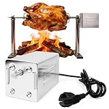 JAOGAUS 220V Grillmotor für Grillspieß, BBQ-Motor 15W Elektromotor, Tragbarer Outdoor Edelstahl Grillmotor, 30 kg Tragfähigkeit, Ideal für Outdoor-Grillen, Familienfeiern, Picknicks und Camping