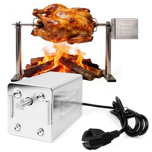 Moteur Tourne Broche Électrique pour Rotissoire Poulet, Moteur Barbecue Électrique 220V pour Rotissoire Verticale, Capacité de 30 kg, pour Barbecues en...