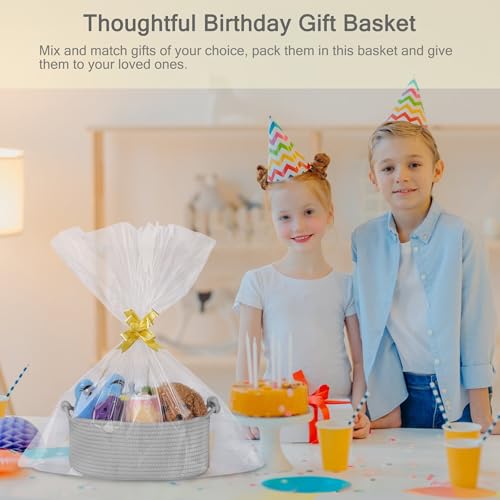 Image of Small Empty Gift Basket with Bag & Ribbons, Cool Gray