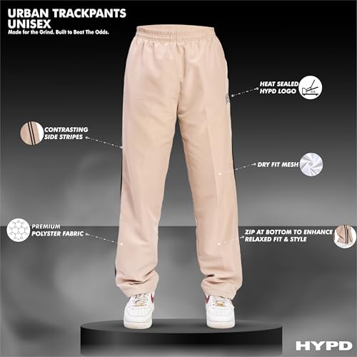 Image of HYPD Urban Track Pants for Men | Dry Fit Mesh Gym Wear | Zippered Bottom, Back Pocket | Relaxed Fit Joggers for Sports, Workout, Running & Casual Wear