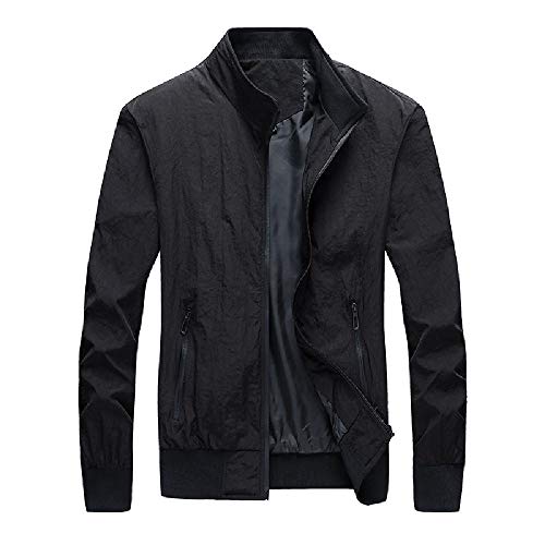 NOBRAND Abrigo Moda Juvenil Nueva Chaqueta Hombre Negro Negro ( L