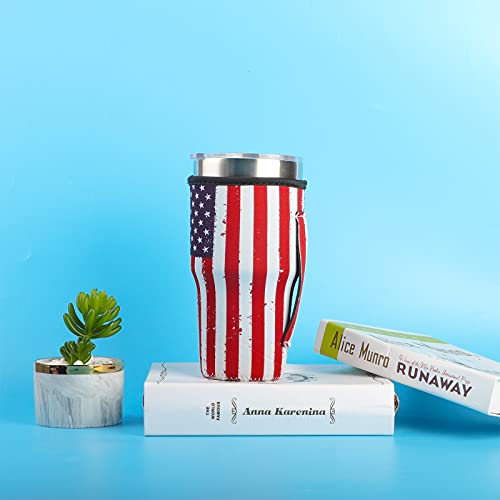 HaiMay 6 Pieces Reusable Iced Coffee Cup Sleeve Neoprene Insulated Sleeves Cup Cover Holder Tumbler Cup Drinks Sleeve Holder Idea for 30oz-32oz Cold Hot Beverages, Fresh Style - Thumbnail 4