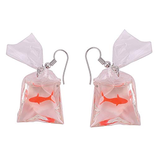 Funny Goldfish Earring – Funky Looking Earring – Attractive Funny Earrings – Classic Earring – Goldfish Earring – Water Bag Shaped Earring – Hook Earrings – Charm Jewelry for Women – Earrings for Ladi