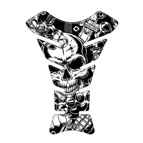 Keiti バイク用タンクパッド スカルマーセナリーデザイン・傷防止 KT8660