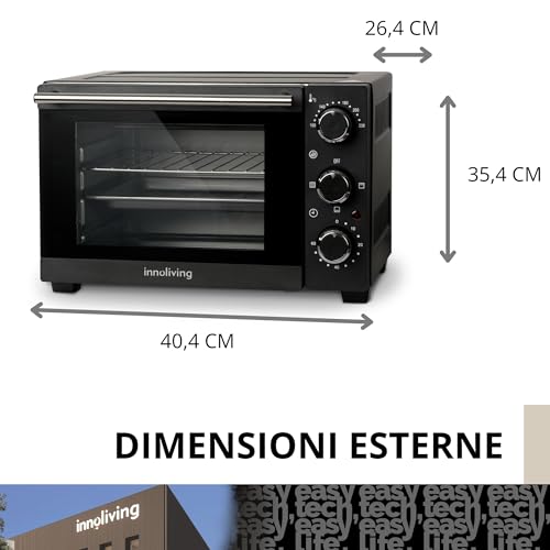 Innoliving Forno Elettrico 15 Litri INN-797, Potenza 1200W, Timer 60 Minuti, Temperatura Regolabile Fino A 230°C, Cottura Ventilata, Compatto E Versatile, Perfetto Per Casa E Ufficio - 2