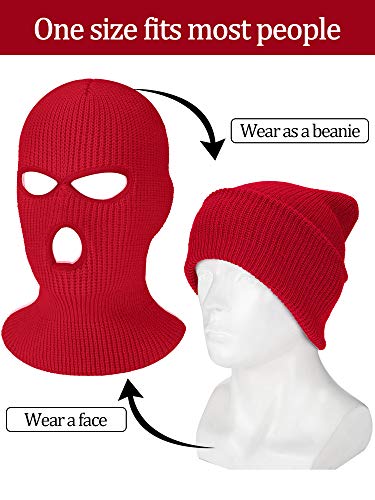 Image of SATINIOR 3 Holes Ski Mask Full Face Cover Outdoor Balaclava Winter Knitted Neck Gaiter for Halloween Sports Cycling