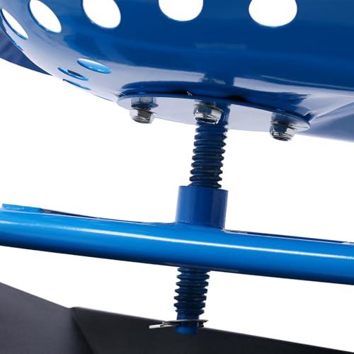 Carrito de Jardín Scooter con Asiento Giratorio 360°, Estructura de Acero Resistente, Taburete Rodante con 4 Ruedas, Asa Ajustable y Bandeja de Almacenamiento, para Trabajo en el Jardín (Azul) miniatura 5