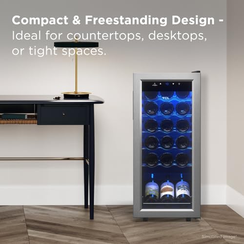 Image of TCL 18-Bottle Wine Cooler Mini Fridge with Glass Doors