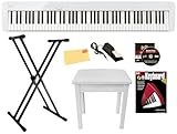 Casio Privia PX-S1100 Digital Piano - White Bundle with Adjustable Stand, Bench, Sustain Pedal, Instructional Book, Online Lessons, Austin Bazaar Instructional DVD, and Polishing Cloth