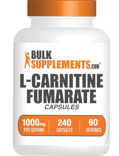 BulkSupplements.com L-Carnitine Fumarate Capsules - Carnitine Supplement, Nutritional Supplement - Gluten Free, 4 Capsules per Serving (1000mg), 240 Count (Pack of 1)