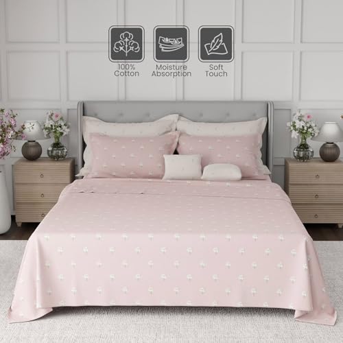 Image of BOUTIQUE LIVING Luxe Loom Blooming Dales 100% Cotton 600 TC Pink Floral King Bedding Set