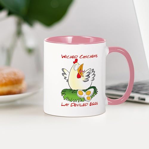 Taza de cerámica 11 oz (325 ml) color blanco interior rosa miniatura 4