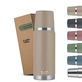 Campo Libre. Jaco® Thermoskanne 750ml I Thermos mit Becher I Unsere Thermosflasche hält mind. 24h heiß I Isolierkanne mit Doppelwandisolierung ist zu 100% auslaufsicher I aus recyceltem Edelstahl