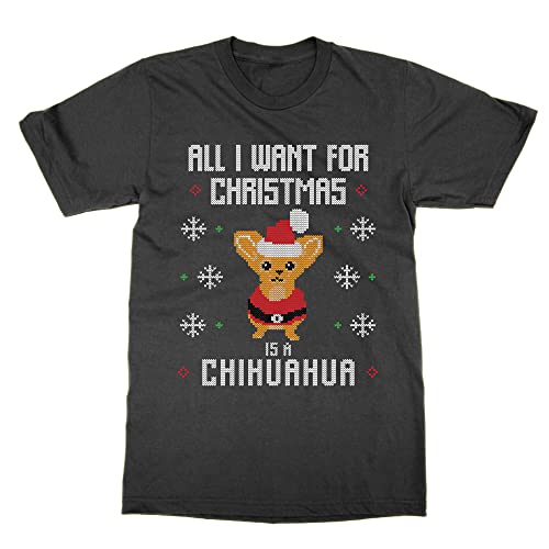T-shirt Chihuahua Christmas noir taille M pour homme et femme