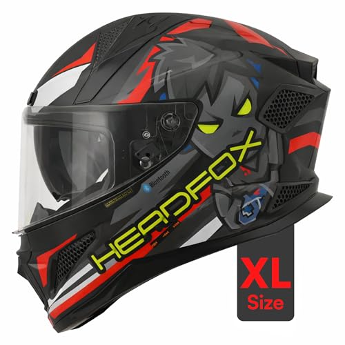 Image of HEADFOX N2 Flash Shady Smart Bluetooth Full Face Helmet for Man & Women for Sports Bike with Anti Fog Visor, Aircraft Light, Noise Cancellation, Voice Assistance & GPS