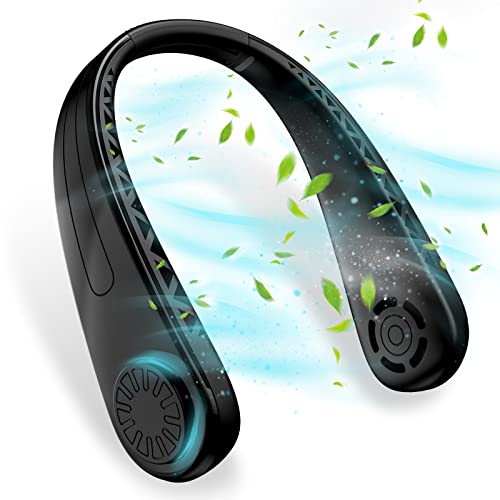 XUANYUQL Portable Neck Fan bladeless neck fan 3600mAh battery fans portable personal fan 360°Cooling Leafless Rechargeable USB Powered Desk Fan neck fan for women men 3 Speeds-Black